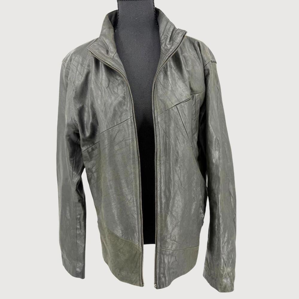 Zanerobe Genuine Leather Jacket Washed Black Size L